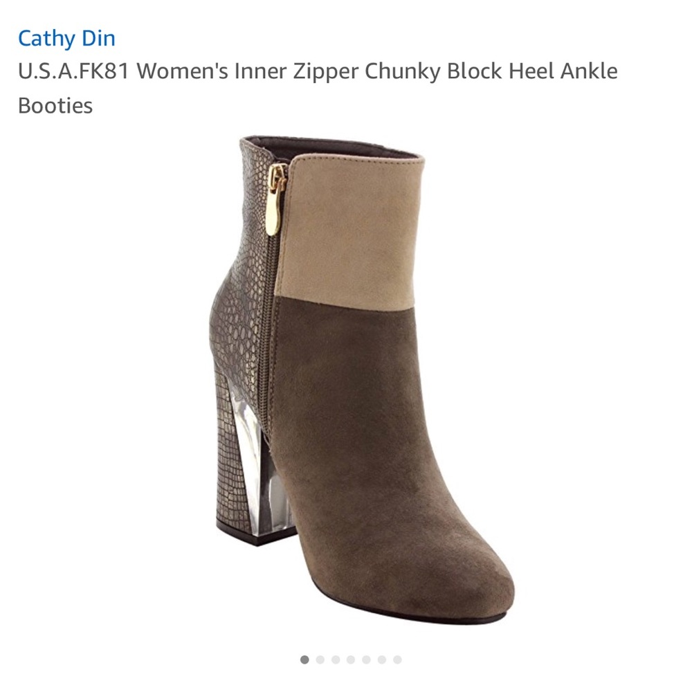 Cathy din zipper block heel booties